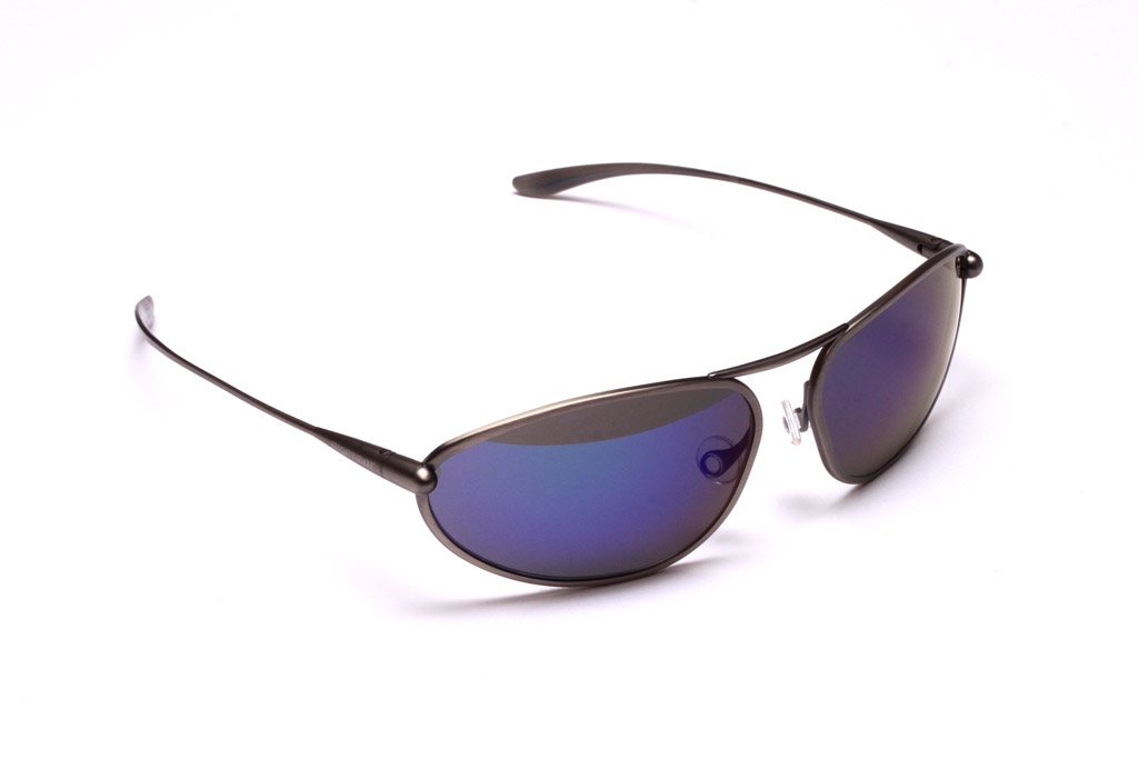 Exo - Natural Titanium Frame Iridescent Blue Mirror Grey High-Contrast Sunglasses