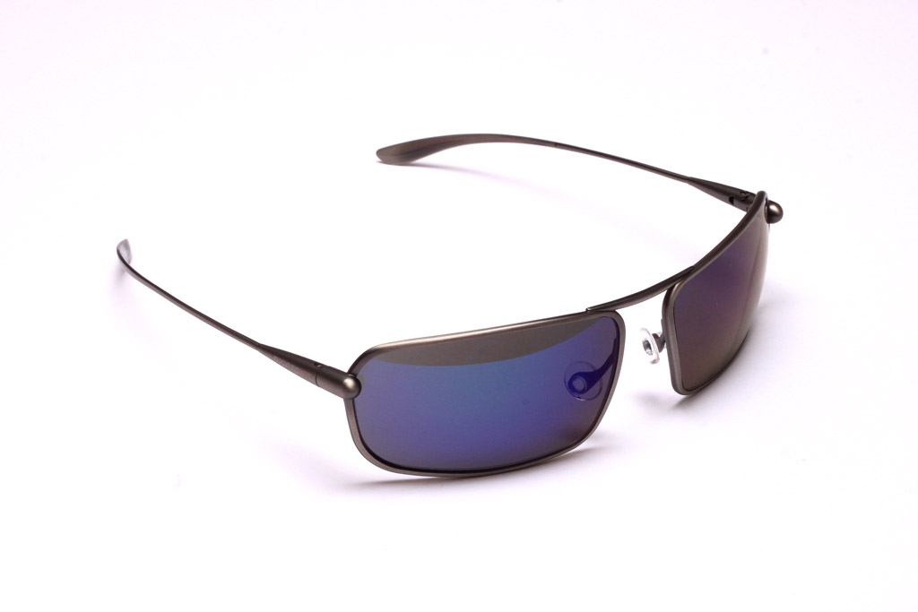 Meso - Natural Titanium Frame Iridescent Blue Mirror Grey High-Contrast Sunglasses