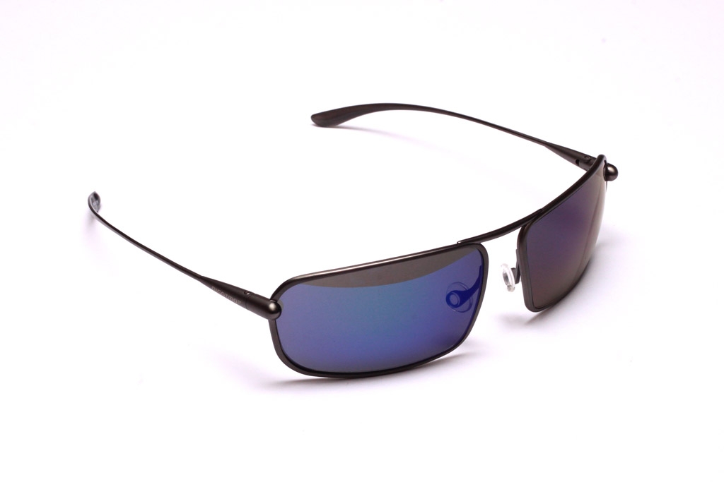 Meso - Gunmetal Titanium Frame Iridescent Blue Mirror High-Contrast Sunglasses