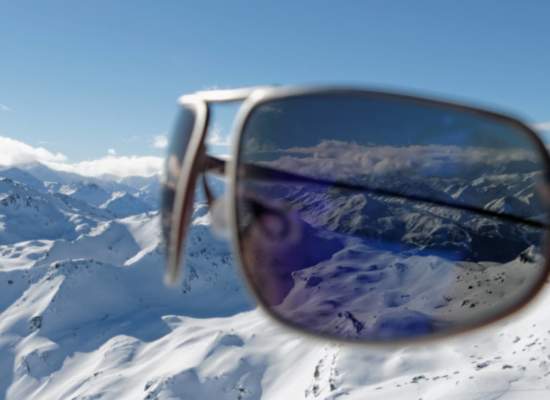 Bigatmo sunglasses showing optical clarity. View of mountain range