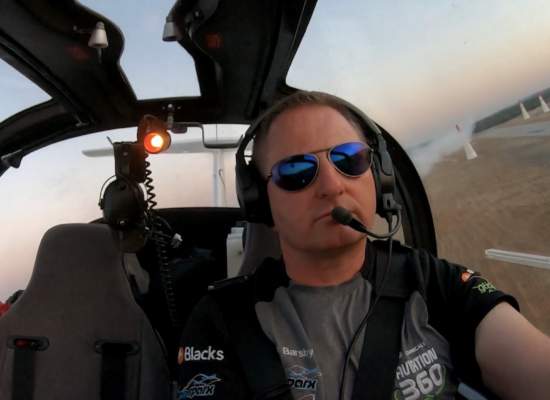 Aerosparx pilot Rob in cockpit wearing Bigatmo sunglasses